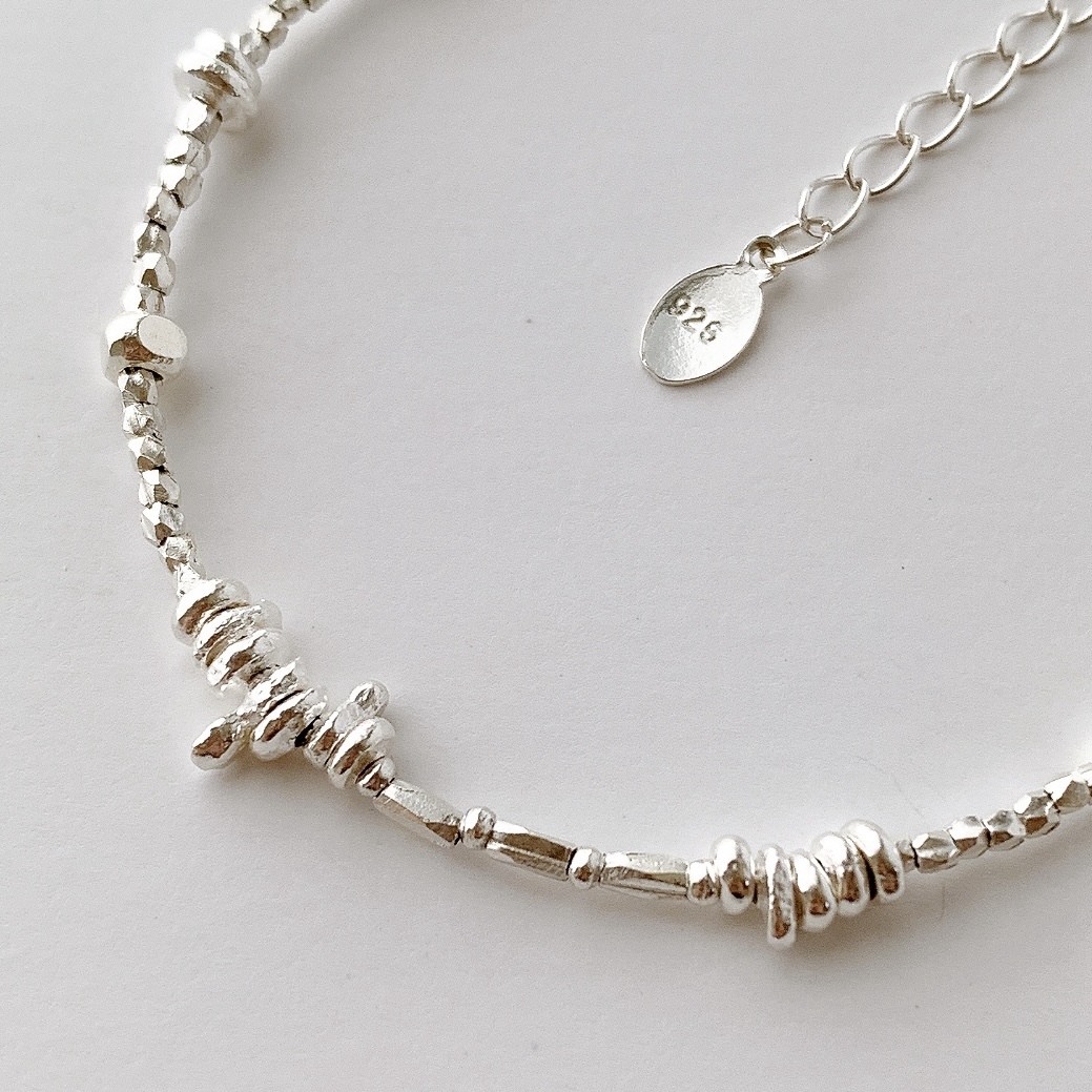 再販］カレンシルバーブレスレット ラフロンデルMIX silver950／925