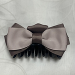 ⑨【再販5】チョコとグレージュのバイカラーリボンバンスクリップ✴︎ヘアアクセサリー【チョコ多め】