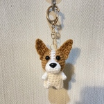 【rex0506様専用】編みぐるみ犬キーホルダー：ジャックラッセルテリア(立ち耳ジャック)