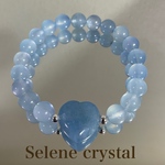 アクアマリン　ハート　ブレスレット　高品質　おすすめ　天然石ブレスレット　Selene crystal