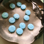 【2way2コセット】#czech beads#チェコビーズ　cabochon&beads Dahlia 14㍉ light blue