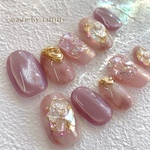 no.172 バブルネイル　ピンクニュアンス　マグネットネイル　キラキラネイル　ぷっくりネイル　うるうるネイル