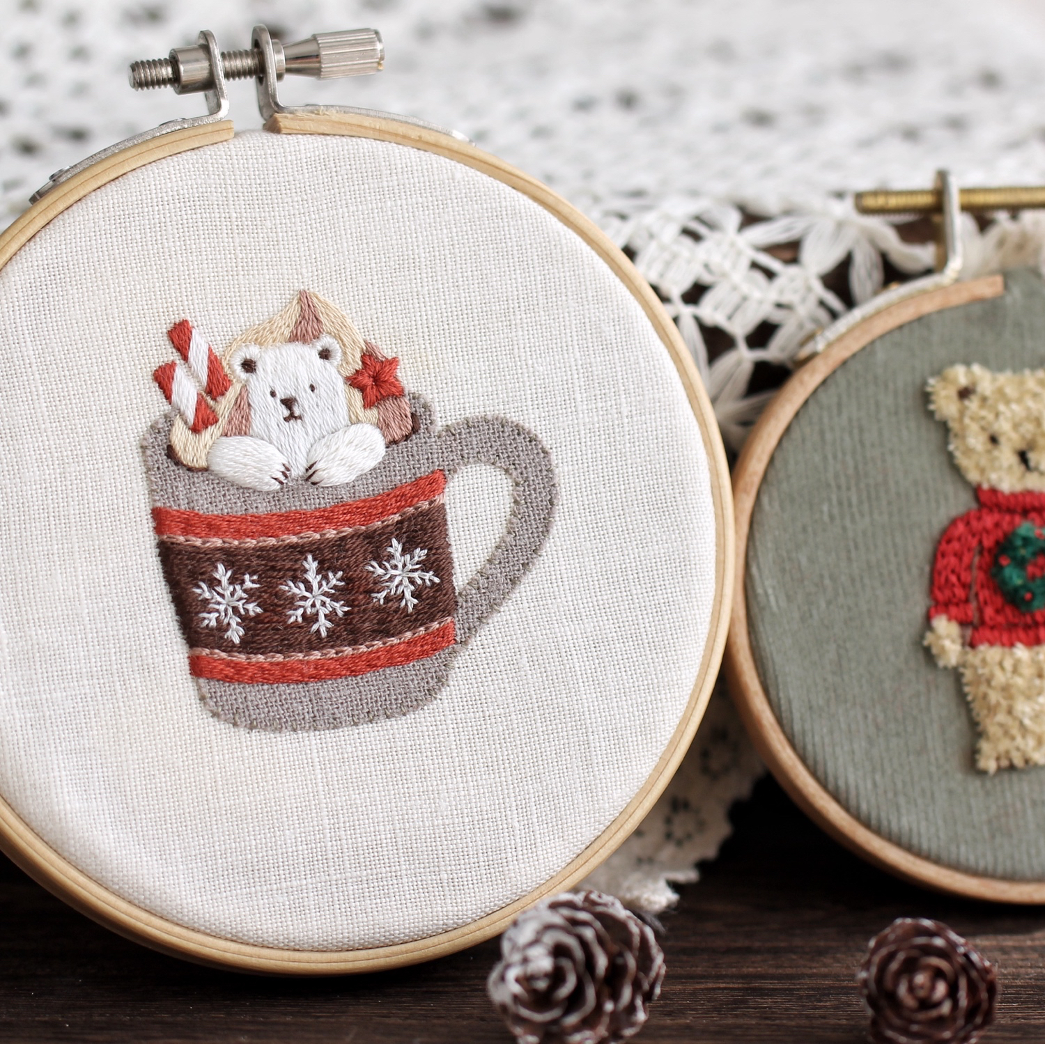 図書バッグ✖️4 ヌビ　くま刺繍　オリーブ刺繍　リボン刺繍　ラベンダー刺繍 bbde5b68c9eba9df512985c5644884