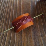 ★スペアA★革のかんざしバレッタ(マジェステ)　キャメル・焦茶三つ編