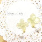＊アジサイと淡水パールのピアス/イヤリング＊