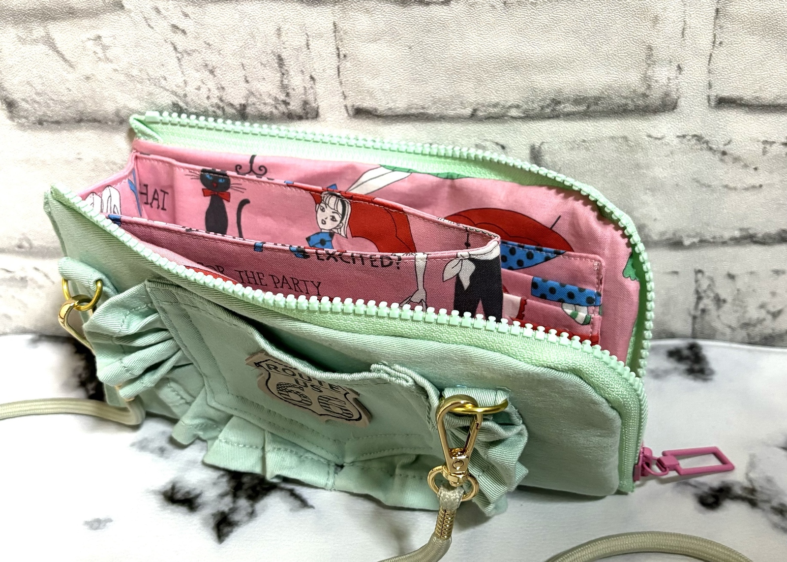 ハンドメイド L字ファスナー 長財布 デニムリメイク タッセル付き♡