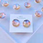 ピアス 夕焼けの海 グラデーション✨ 18mmオプション欄より変更可能 イヤリング 樹脂 ピアス チタンピアス サージカルステンレス ピアス ゴールド ピアス