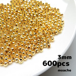 【メタルビーズ】約600個入り　スペーサー　ゴールド　 3mm　つまみ細工の花芯にも