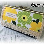 Wファスナー　２０ｃｍ　カン付き　がま口　北欧風　かわいいお花　②