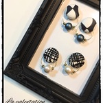 くるみぼたんとパールのフープピアス