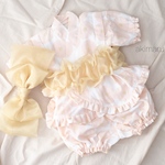 【ドット × フリル】ベビー甚平 ベビー浴衣 お宮参り 夏祭り お食い初め 女の子 60~100