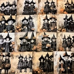 (再販×1)Halloween🎃リトルウィッチの紙ものセットA＊コラージュ素材＊ジャンクジャーナル
