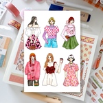 ピンクコーデ女の子シール40（girls sticker40）人物ステッカー