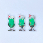 メロンクリームソーダ【ブローチ】（黒）かわいい　可愛い　緑　グリーン　レトロ　ヘアゴム　デコパーツ　喫茶店