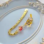 【受注販売】ヒマワリにゃんこのブックマーカー❉お日様色のガラスビーズ付き