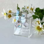 【クールシルバー】溶けかけ虹入り王冠にゃんこ氷ピアス