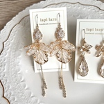 クリアゴールド花びら 華奢Wチェーン《ピアス/イヤリング》