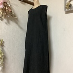 お値下げリネンブラックワンピース後ろギャザー切り替え💕