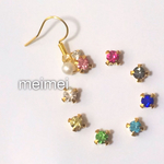 【再販】選べるカラーminiビジューピアス*イヤリング*樹脂ノンホールピアス*