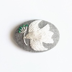北欧風ことりと草花の刺繍ブローチ【hokuo】#281