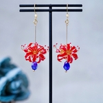 【再販】彼岸花(深紅)(ピアス,イヤリング)(ディップアート)