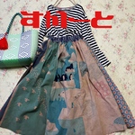 1001 スカート　しろくま　手ぬぐい　手拭い　リメイク　ハンドメイド　古布　手ぬぐいリメイク　着物リメイク　古布リメイク　和