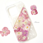 数量限定✨受注制作『夏スマホケース𓇼𓈒𓐍ピンク系ビオラとシーグラス風スマホケース』全機種対応・名入れ可能／手帳型ケースへ変更可能