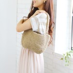 麻紐バック（横長Ｓ：ショルダー）かごバッグ　麻バッグ　麻ひもバッグ  あさひもバッグ   春夏バッグ