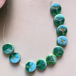 【6コセット】JIRI＊IVANA#czech beads#チェコビーズ　table cut bird12㍉ irregular mable emeraldgreen blue mix/picasso