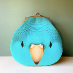 sale!!《サザナミインコ ブルー》ショルダーにもできる鳥さんのがまぐちバッグ