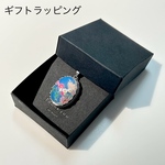 天然石オパールとコスモスのペンダント ネックレス