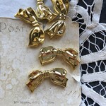 【2粒】19×36mm/ゴールド/リボンビーズ