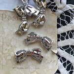 【2粒】19×36mm/シルバー/リボンビーズ