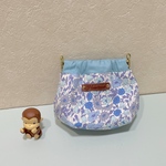 ☆送料無料　リバティ柄のバネポーチ　10cm  ＊ポピーアンドデイジー　＊チョークブルー