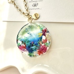 8/4  21時販売スタート　一点物🪼“海に花咲く”ラウンドバッグチャーム　Green&Blue