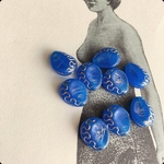 【4コセット】#czech beads#チェコビーズ　shell13✖️11㍉ cobalt blue/bronze