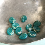 【4コセット】#czech beads#チェコビーズ　shell13✖️11㍉ deepjade green/bronze