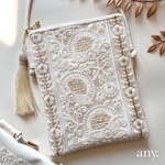 new✨インド刺繍リボンスマホポシェット elegant ivory🤍 スマホショルダー お散歩ショルダー サコッシュ　　
