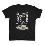 書道イラストTシャツ前面「鳴かぬなら 私が鳴こう ホトトギス」 / Printstar 綿100%　5.6オンスヘビーウェイトTシャツ（005ブラック）