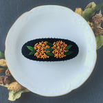 [受注制作] 金木犀（キンモクセイ）の刺繍バレッタ  No.275