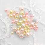 穴なし パールビーズ 3mm 4mm 6mm 3g ピンク イエロー ホワイト K-071 ミックスパール デコパーツ ハンドメイド アクセサリーパーツ ビーズクラブ[4582434344241]