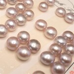 《8月末閉店》1セット限★淡水パール モウブ 約7mmフラットラウンド 片穴10個