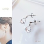 キュービックジルコニアの一粒シンプルな雫石イヤリング/ピアス