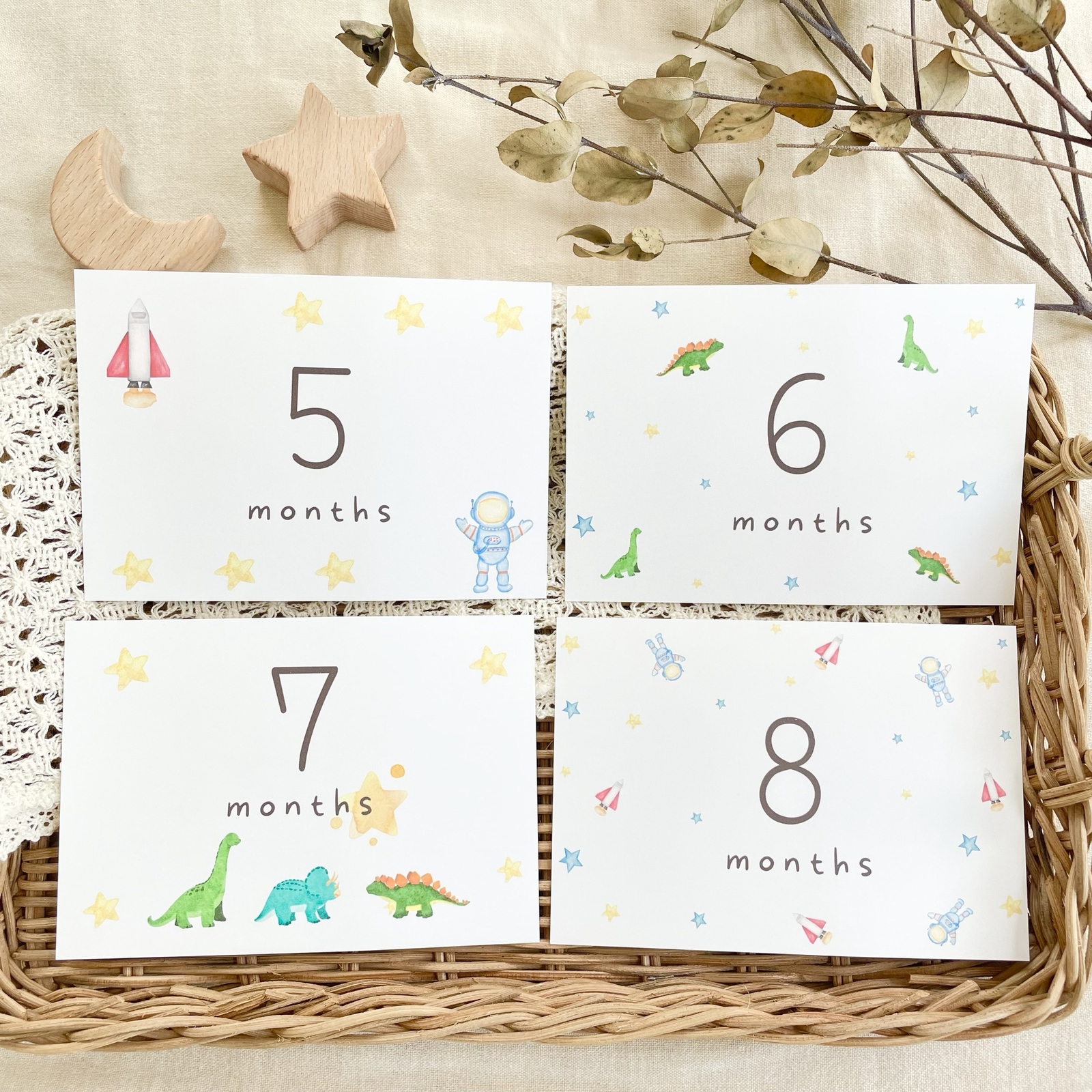 横向き マンスリーカード 月齢カード はがきサイズ L判可能 Babyboy