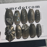 (🦋)ネイルチップ マグネット蝶々ネイル ブラック ホワイト ガーリー 量産系 ぷっくりデザイン マグネットネイル