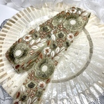 [50cm] 2030D、グリーン、インド刺繍リボン　