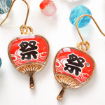 夏だ！祭りだ！うちわピアス　祭り柄