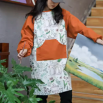 [送料無料]*[受注製作]絵画服女性綿エプロン長袖防水防油防汚作業服
