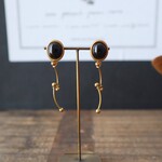 天然石 と ヴィンテージ チェーン の 欠片 の ピアス イヤリング【 ブラック オニキス 】