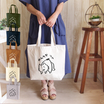 猫トートバッグA4帆布 白 トートバック 猫かばん マチ大きめ